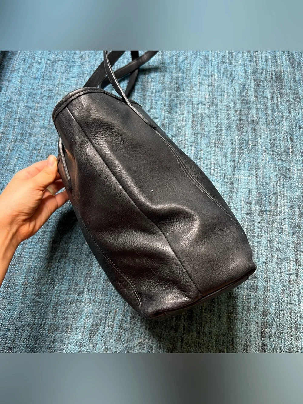 Vintage Coach Legacy Lunch Bucket Tote Shoulder Bag in Black Leather 9077